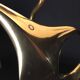 Hollywood Regency modernist stylized fish table lamp / sculpture, bro