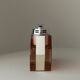 Apricot plexiglass table lighter by Astrolite with silver frame - Space Age Italian 1970s sculpture