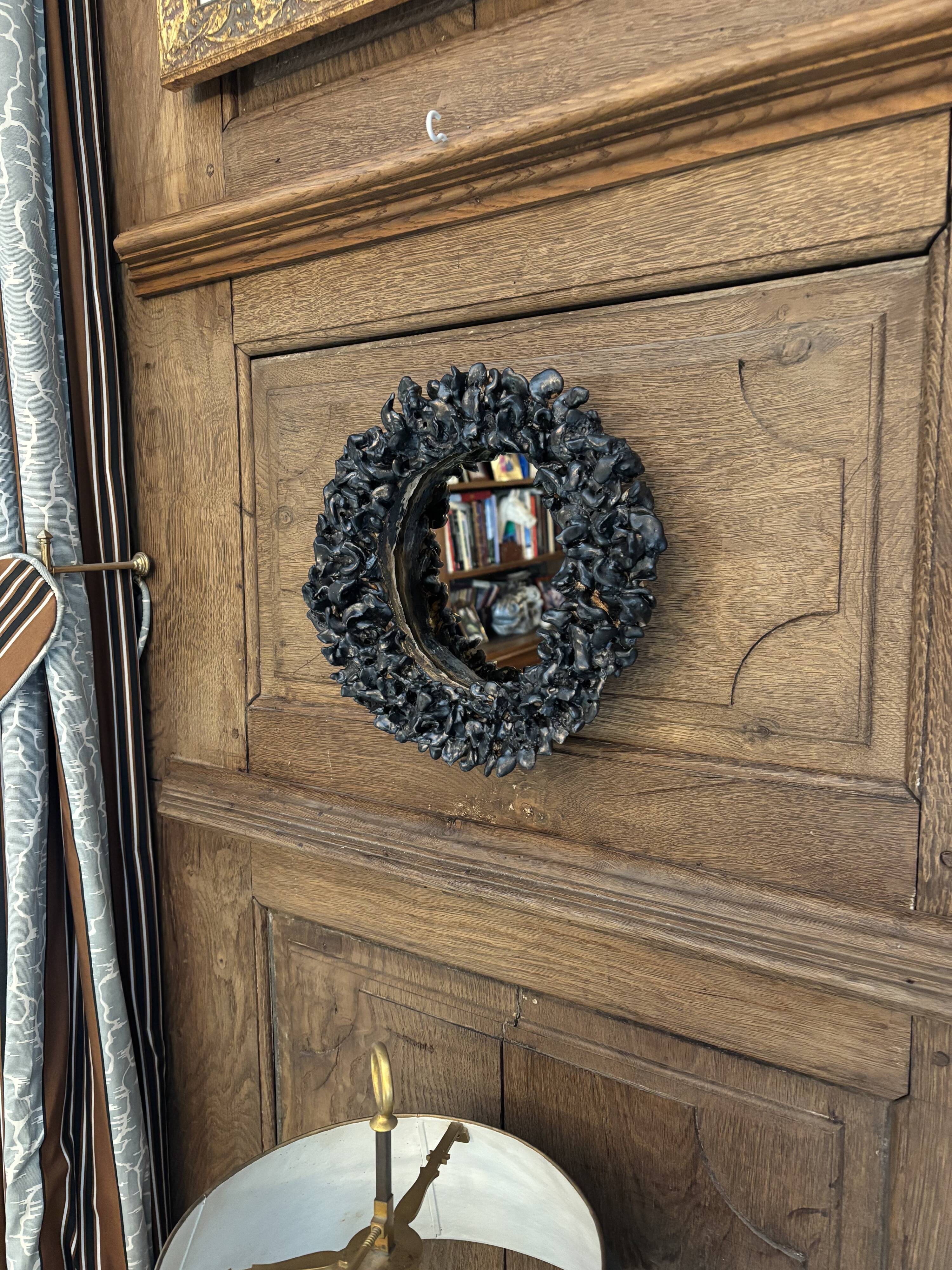 Contemporary French ceramic mirror, Bosco by Renzo Maar.