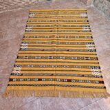 Tapis Kilim Berbère Jaune Fait Main 226 X 150
