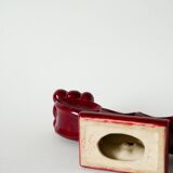 Pair of large burgundy ceramic candlesticks, 1950