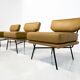 Mid-Century Modern 'Elettra' Set of 3 Armchairs by Stdio BBPR for Arflex, Leather and Iron, 1950s