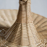 Small suspension, rattan luminaire in hat shape D:60cm