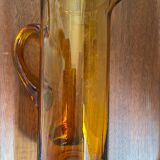 Amber pitcher bubbled glass