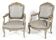 Pair of Louis XV style armchairs in grey lacquered wood.