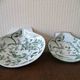 LIMOGES "Parsifal" 2 empty shell-shaped bowls decorated with birds Bernardaud & Co.