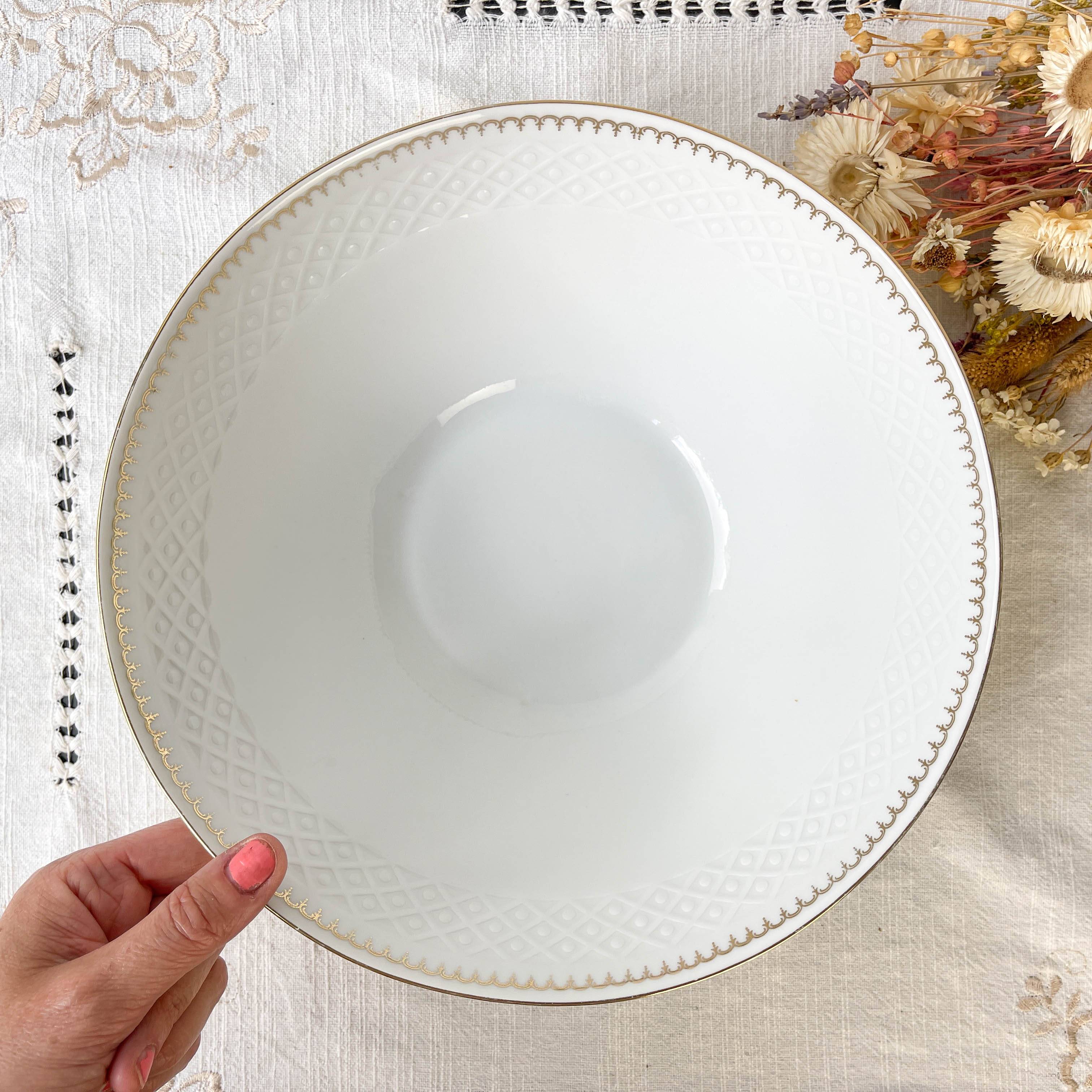 Saladier porcelaine blanche dorée BAVARIA modèle "Annabell"