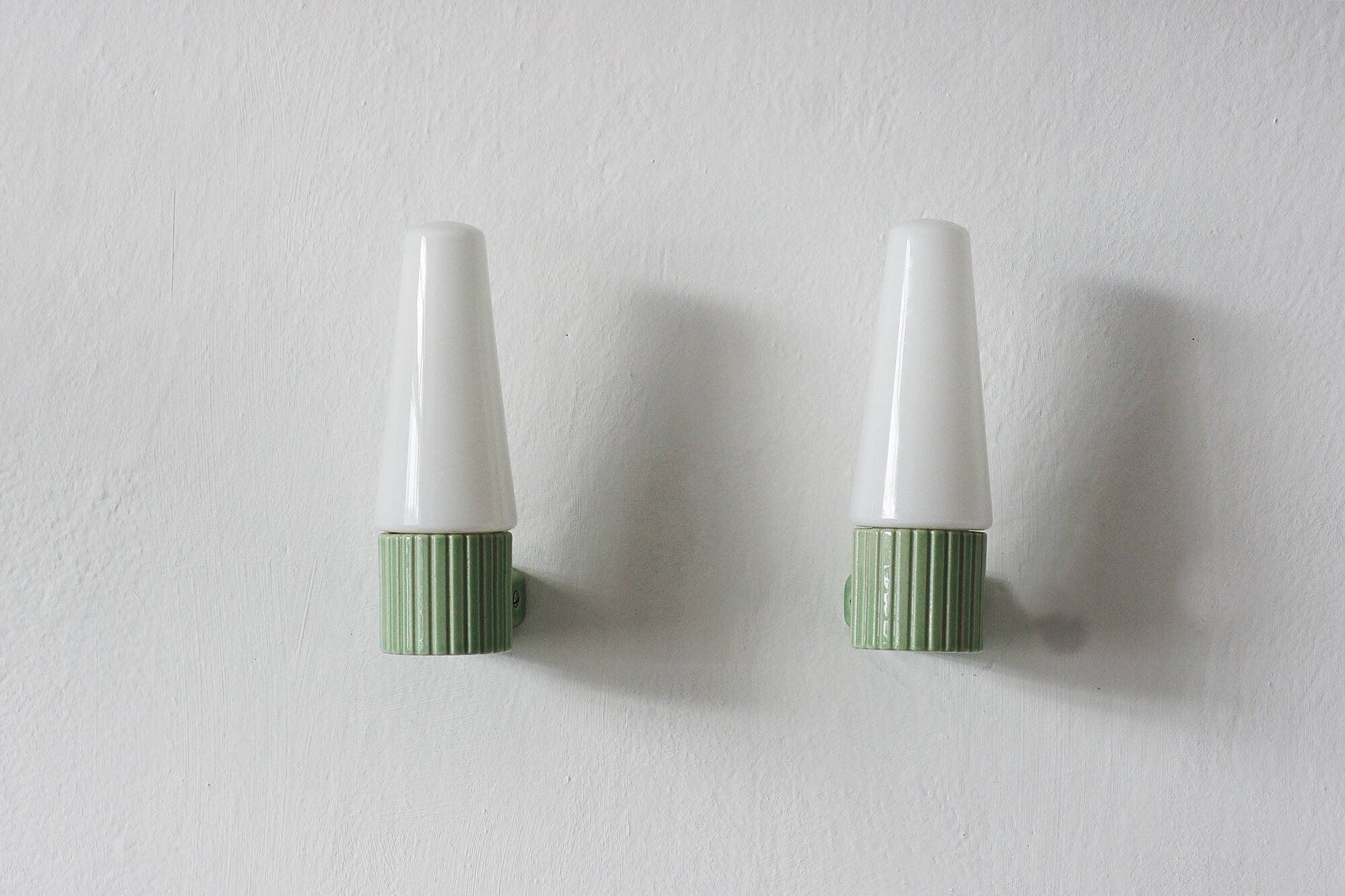 Ceramic Wall Sconces by Hans-Agne Jakobsson for Ifö, Sweden, 1960s, Set of2