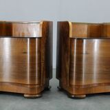 Paire de tables de chevet en noyer, Tchécoslovaquie années 1940