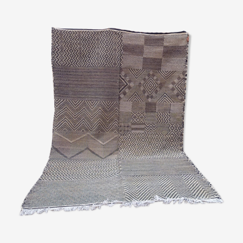 Hand-woven grey moroccan berber patchwork rug