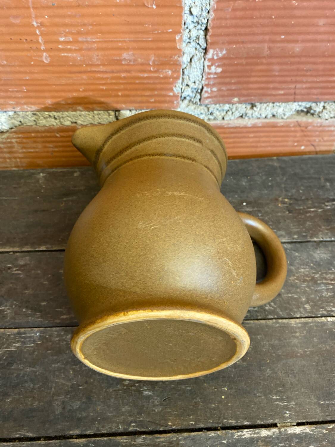 Old pichet sarreguemines beige ceramic 1970s vintage