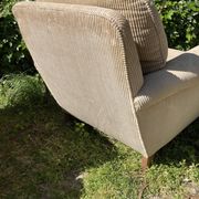 Pair of vintage ribbed velvet armchairs