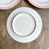 4 assiettes à dessert en porcelaine rose monogrammée