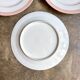 4 monogrammed pink porcelain dessert plates