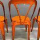 Set of four industrial metal dining chairs by Joseph Mathieu, painted steel, 1920s, France