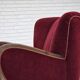 1950s, Danish relax armchair, cherry-red furniture velour, dark beech wood.
