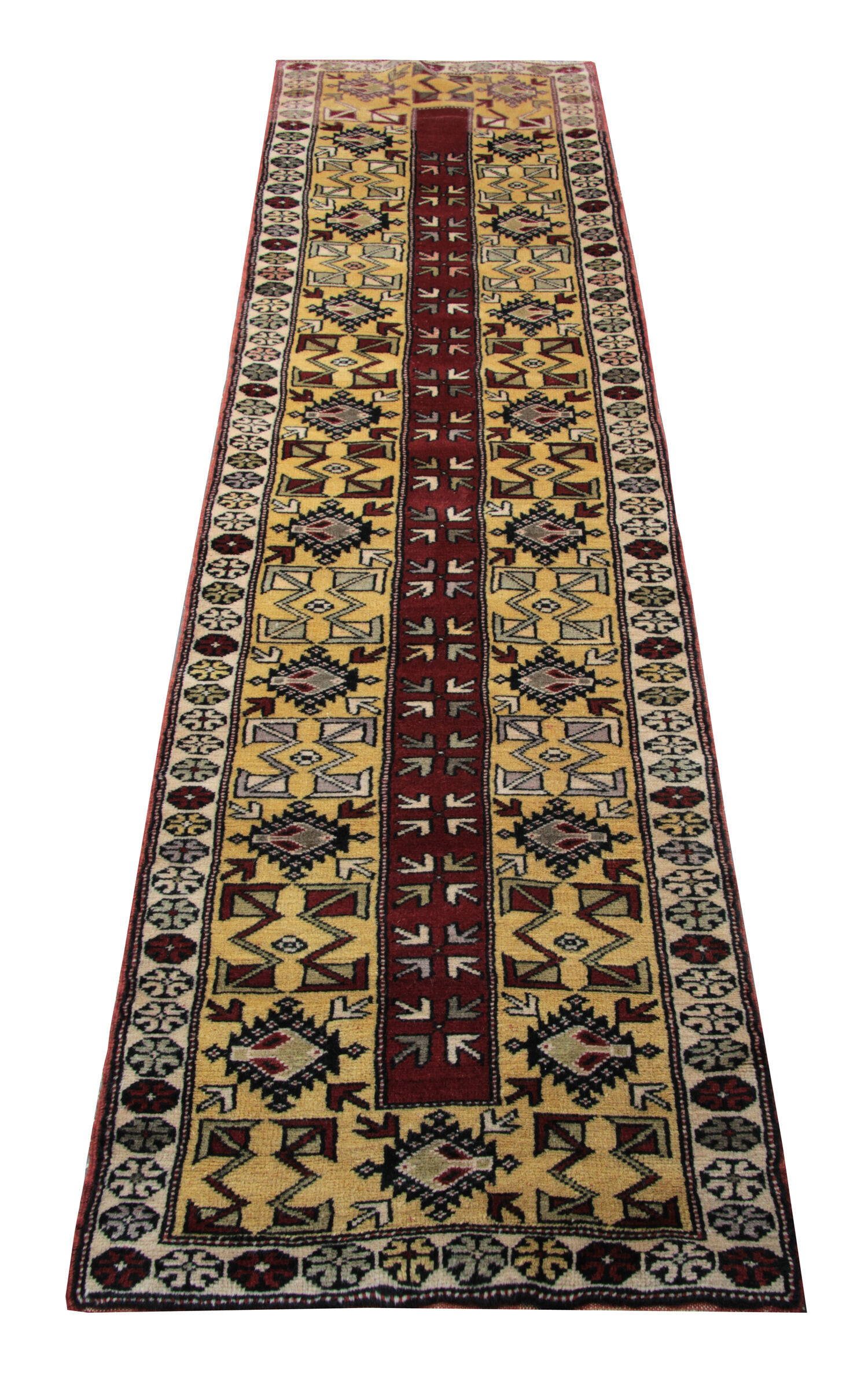 Handwoven oriental runner rug traditional milas carpet- 81x268cm
