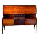 Enfilade vintage italien de style Art Déco avec cabinet de bar par Osvaldo Borsani