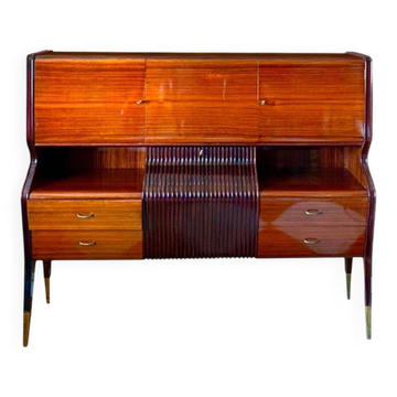 Art Deco Style Vintage Italian Sideboard with Bar Cabinet by Osvaldo Borsan