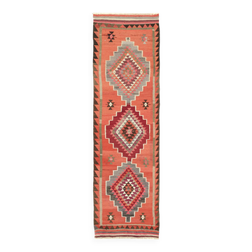 Turkish Handwoven Vintage Herki Kilim 98 cm x 313 cm