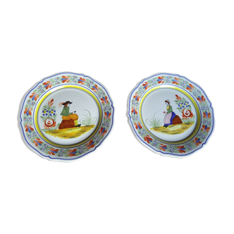 2 assiettes bretonnes Henriot de la faïencerie de Quimper