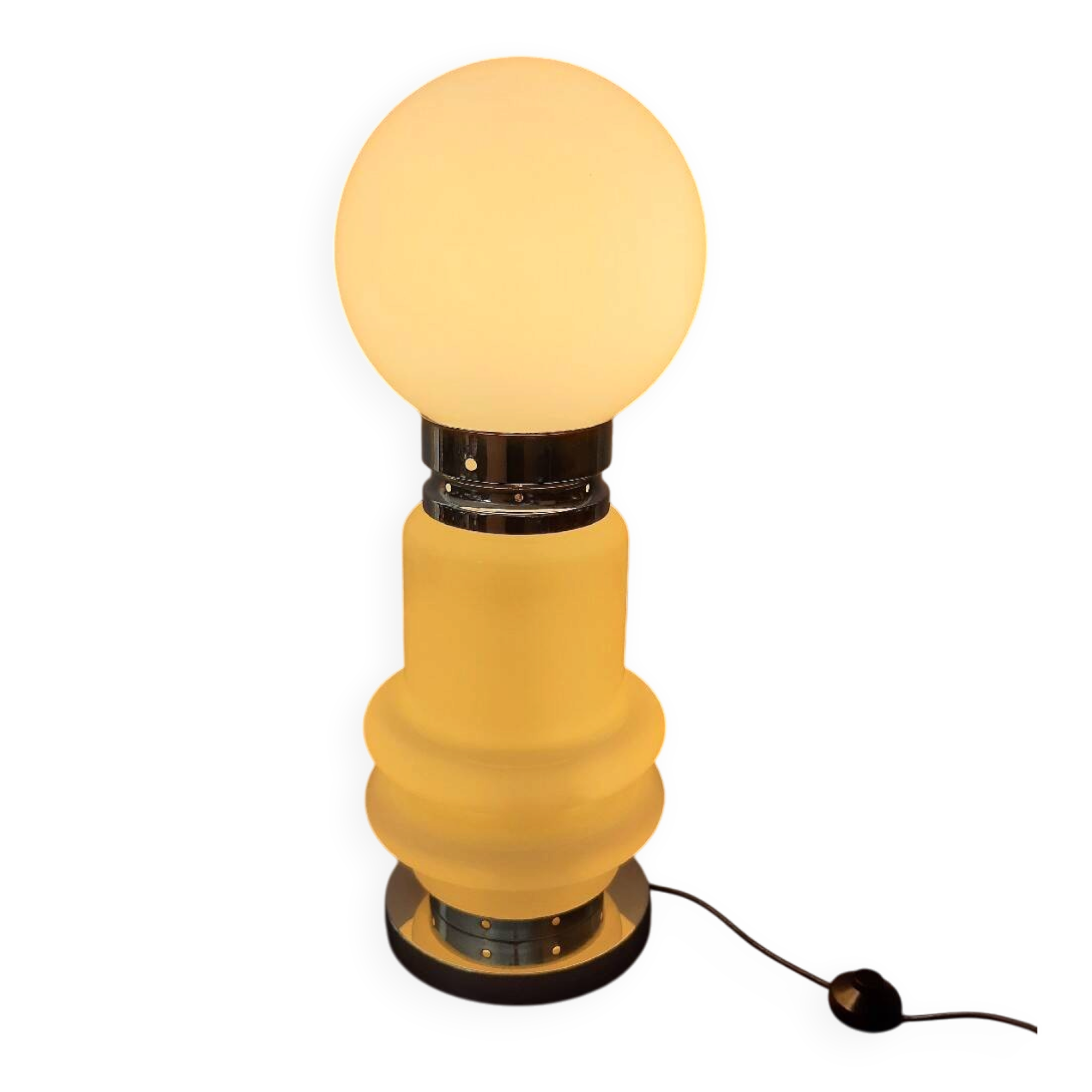 Murano glass table lamp by Nason, Birillo metal, Space Age design 1970.