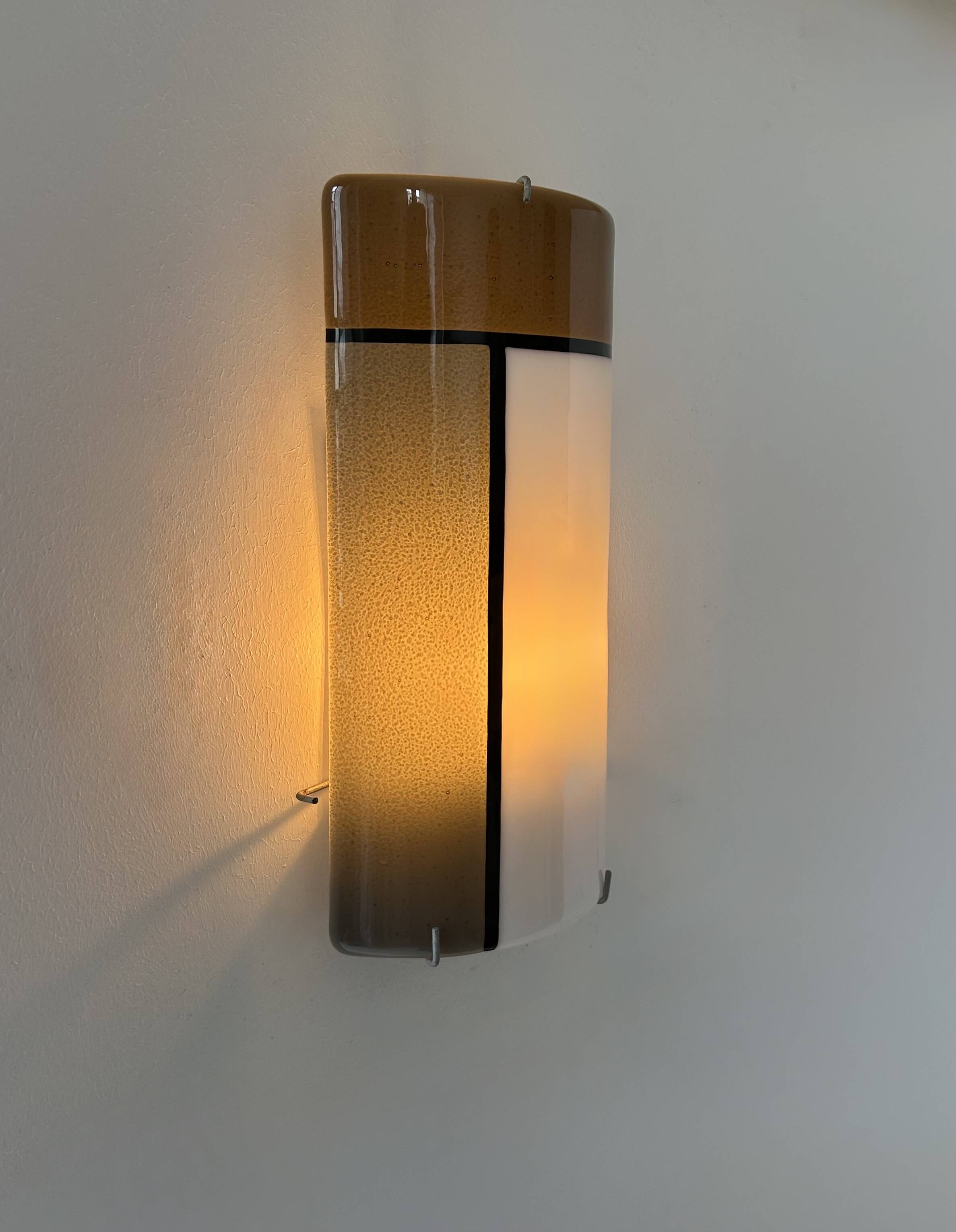Vintage tempered glass wall lamp, Italy, 1980