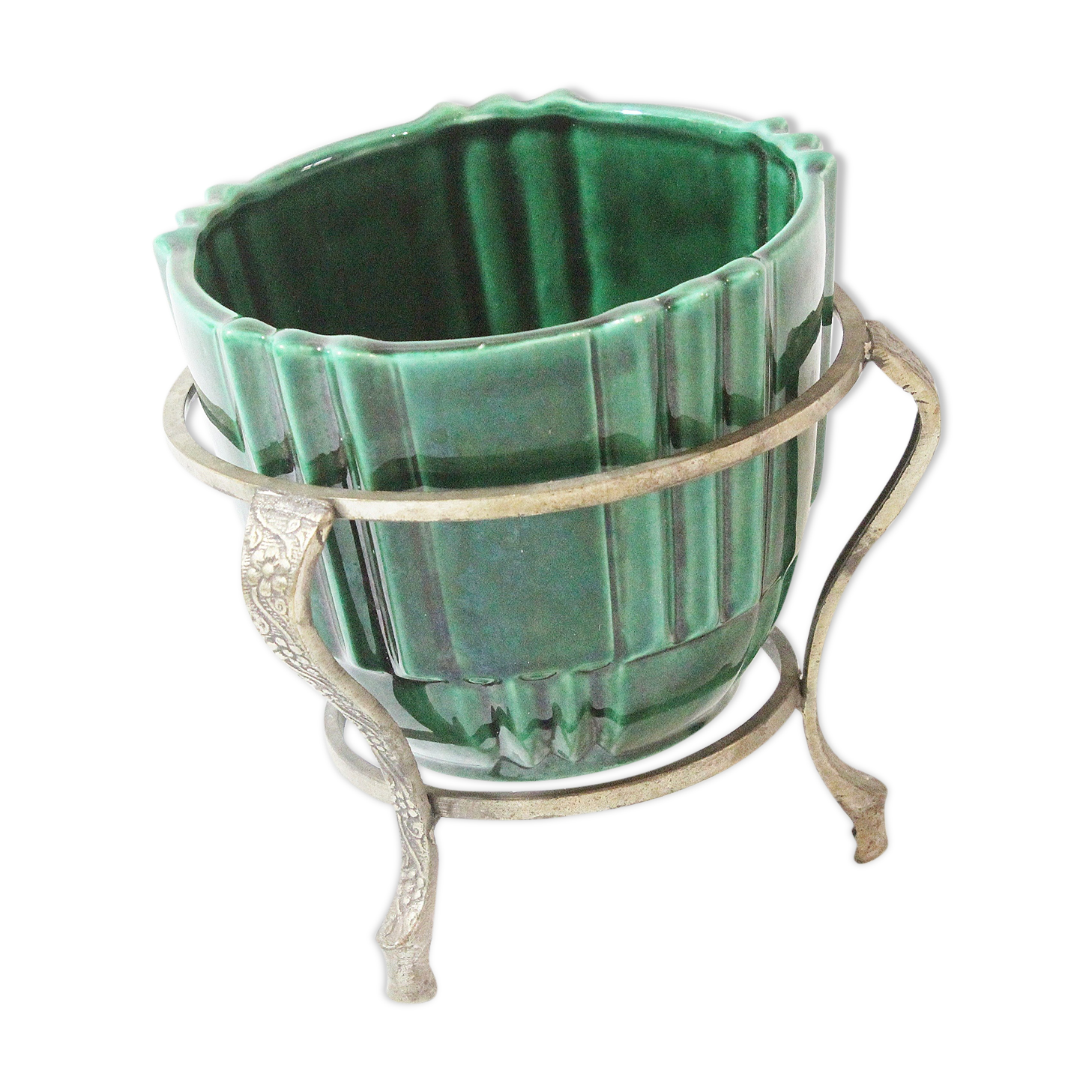 Green ceramic vase