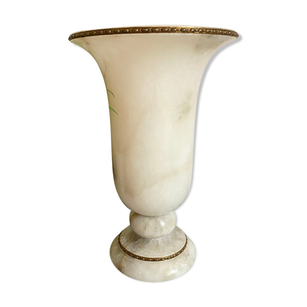 Lampe vintage medicis en albâtre et laiton