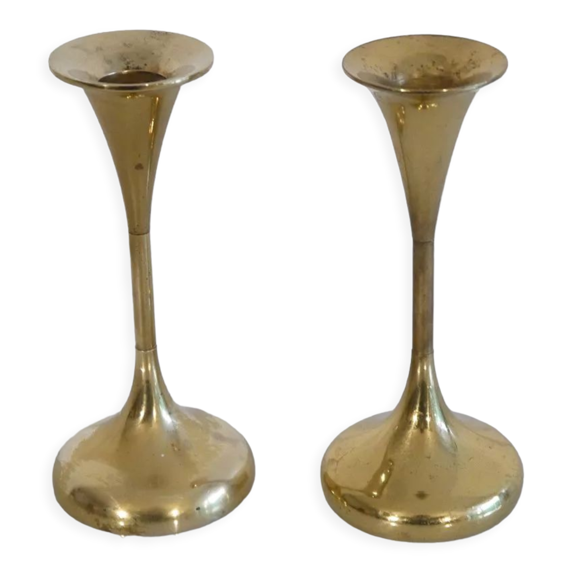 Pair of Danish brass candle holders by Hyslop 1970