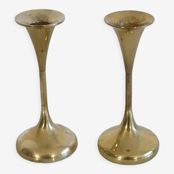 Pair of Danish brass candle holders by Hyslop 1970