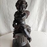 Patinated plaster sculpture - cherub
