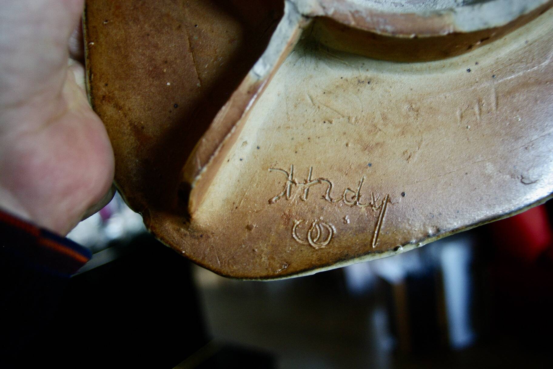 Vintage sandstone mirror from La Borne by Bruno H'dry 1960