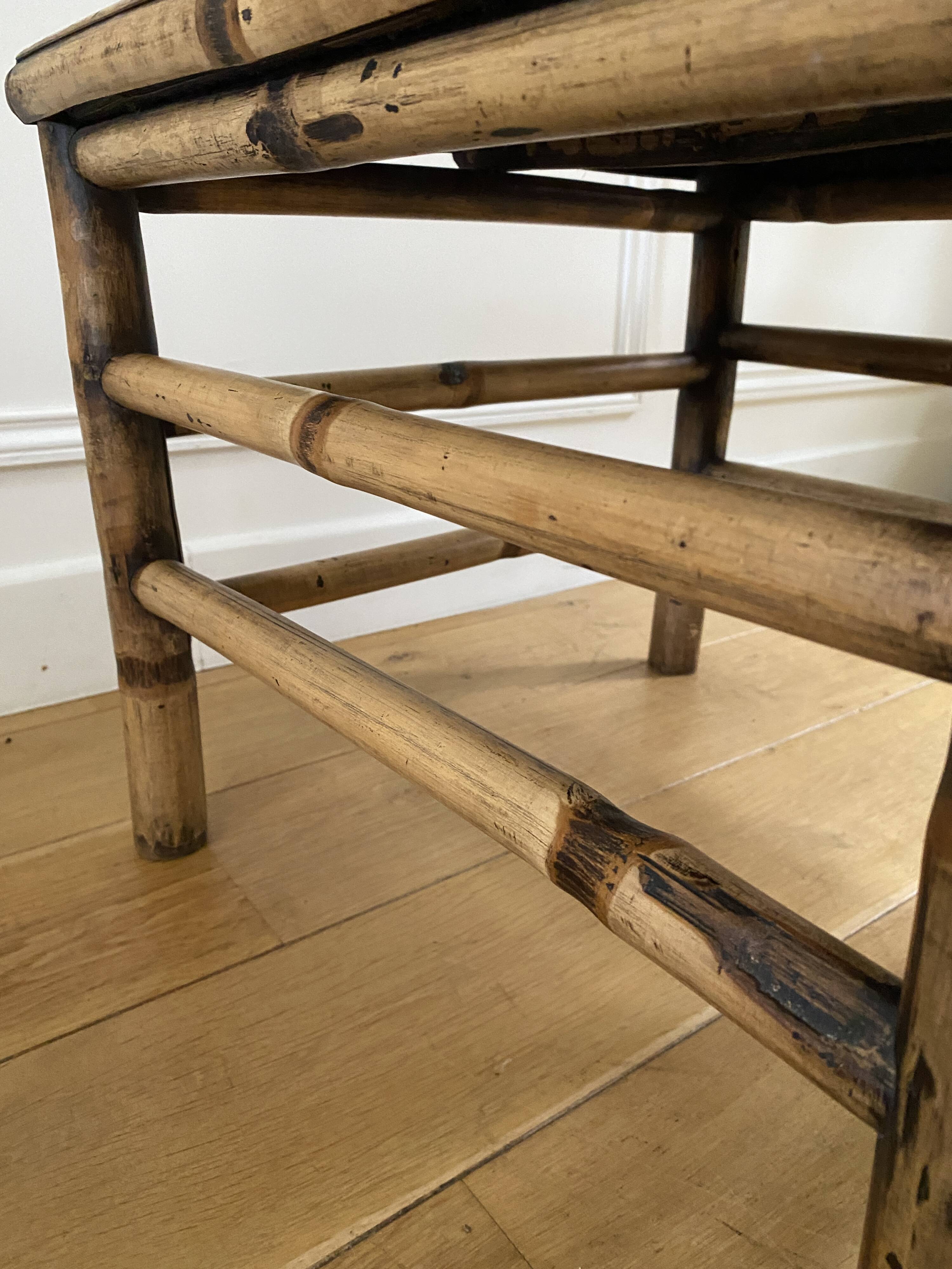 Vintage square bamboo coffee table, H. 38cm W. 47cm D. 47cm