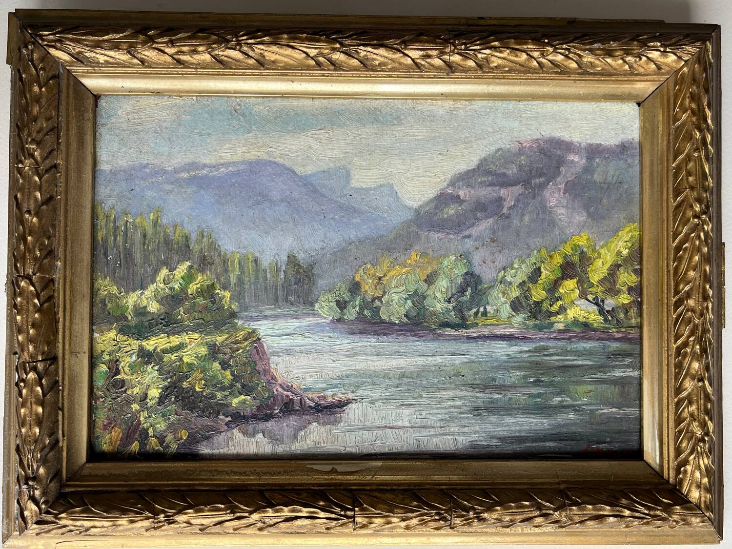 Tableau : huile sur panneau - paysage
