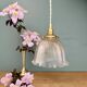 Vintage glass holophane pendant light