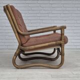 1970s, Scandinavian 2 seater sofa, original very good condition, bamboo, leather.