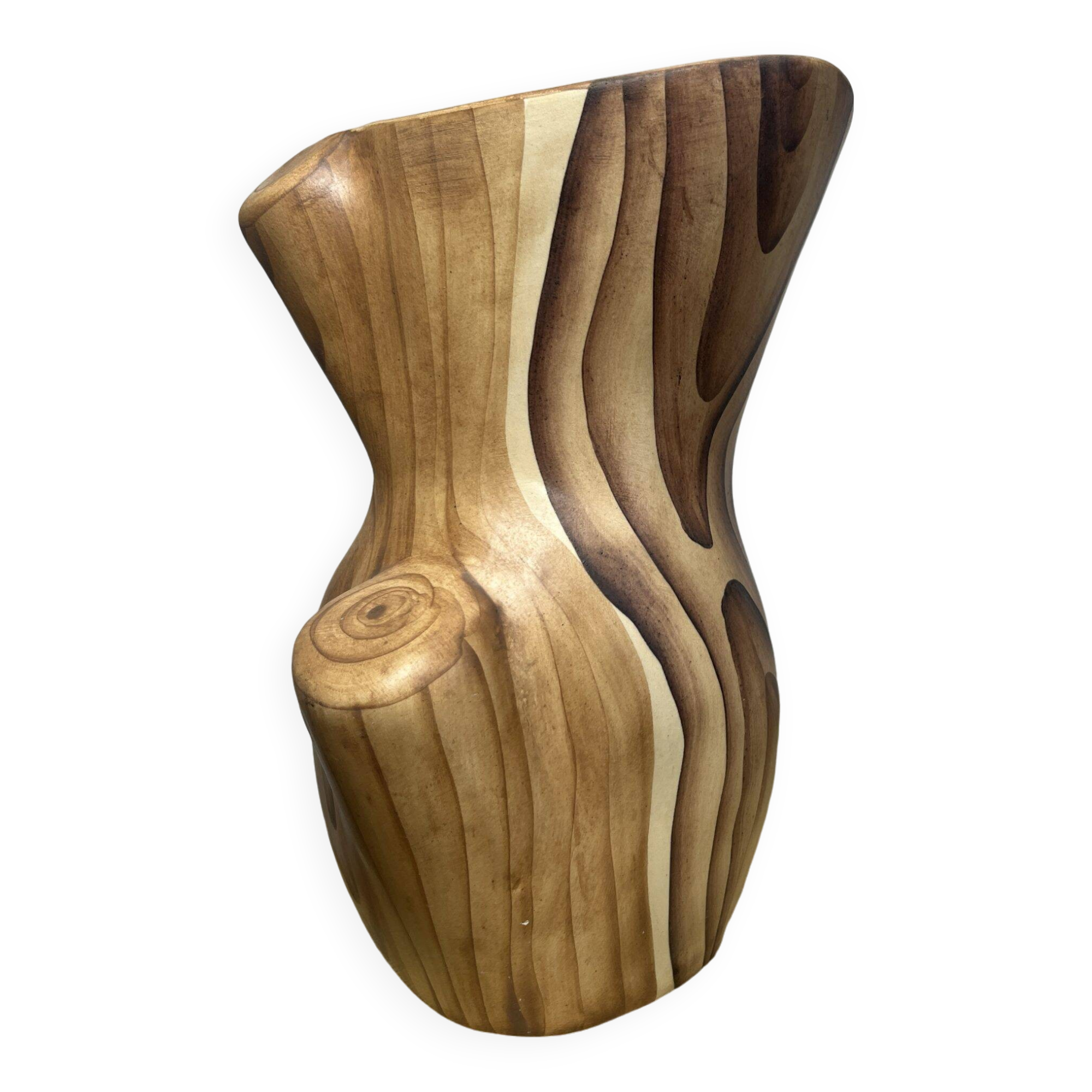 Ceramic vase in wood style by Grandjean Jourdan in Vallauris