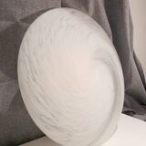 Vintage Murano glass handcrafted flush mount light fuxture white gray swirl globe lamp midcentury modern lighting wall ceiling retro lamp