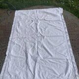 Large pillowcase, white cotton cushion cover, art deco flower embroidery