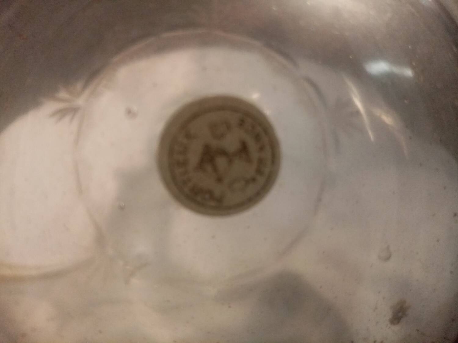 Antique Portieux cut crystal carafe signed