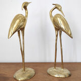 Couple large herons in polished golden brass