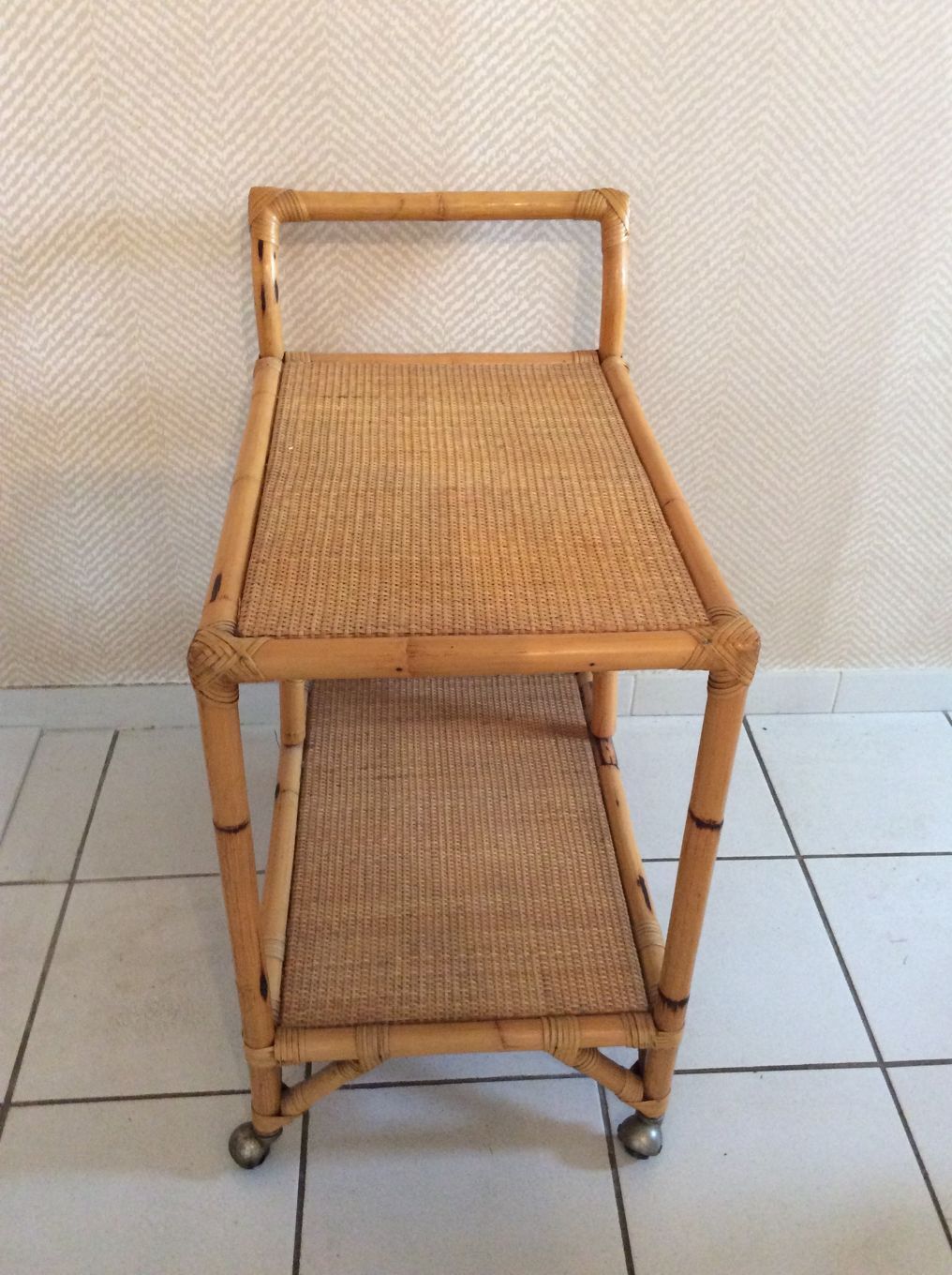 Vintage rattan trolley bar.