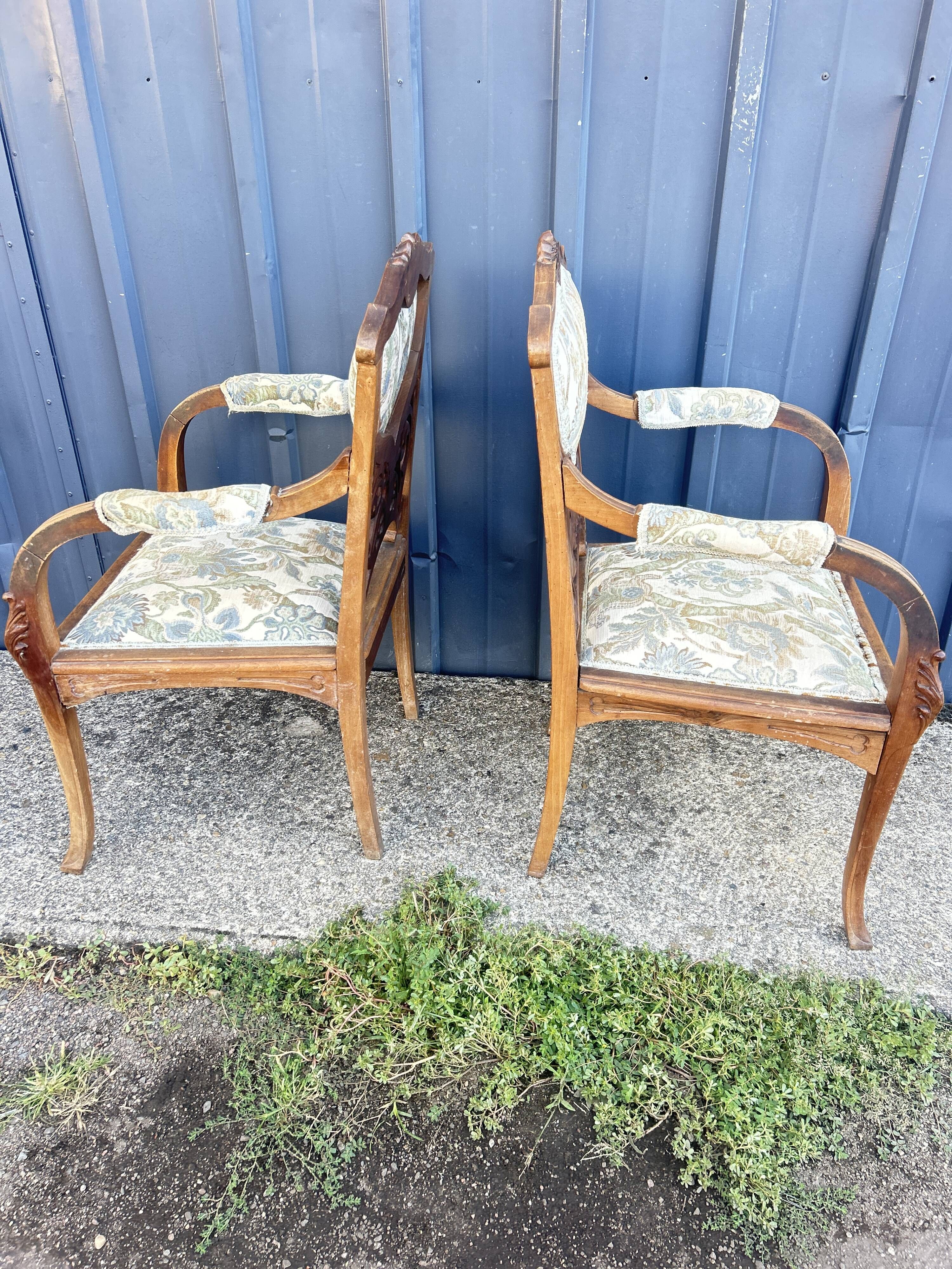 Paire de fauteuils et paire de chaises Art Nouveau