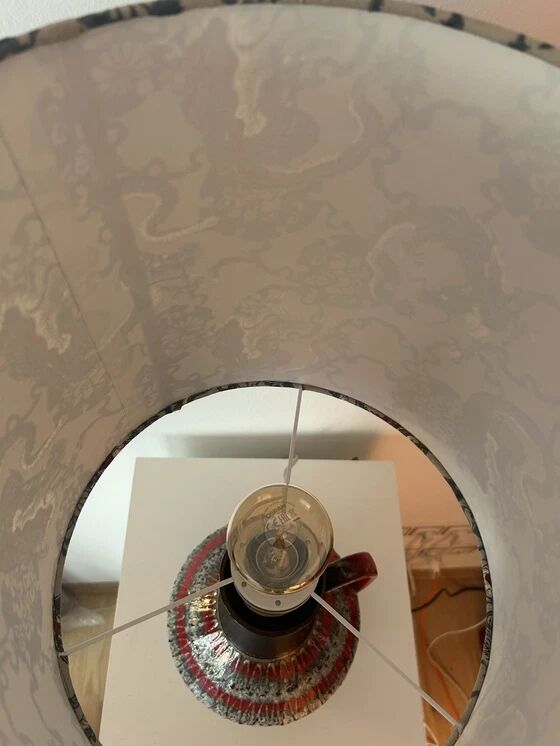 Special accent lamp made from MCM vase with Japanese dragon shade.