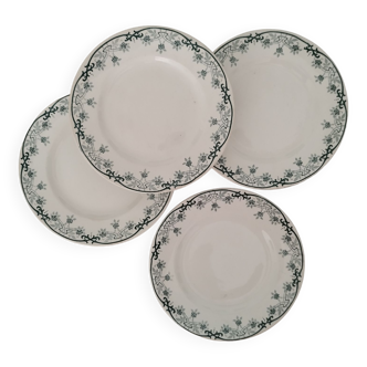 Lot de 4 assiettes plates en faïence terre de fer Saint Amand Hamage