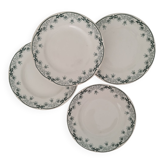 Set of 4 flat plates earthenware iron earth Saint Amand Hamage
