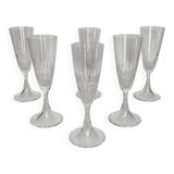 6 Champagne Flutes in Lalique Crystal | "Chinon" Model | 1960s
