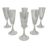 6 Flûtes à Champagne en Cristal Lalique | Modèle “Chinon” | Années 1960
