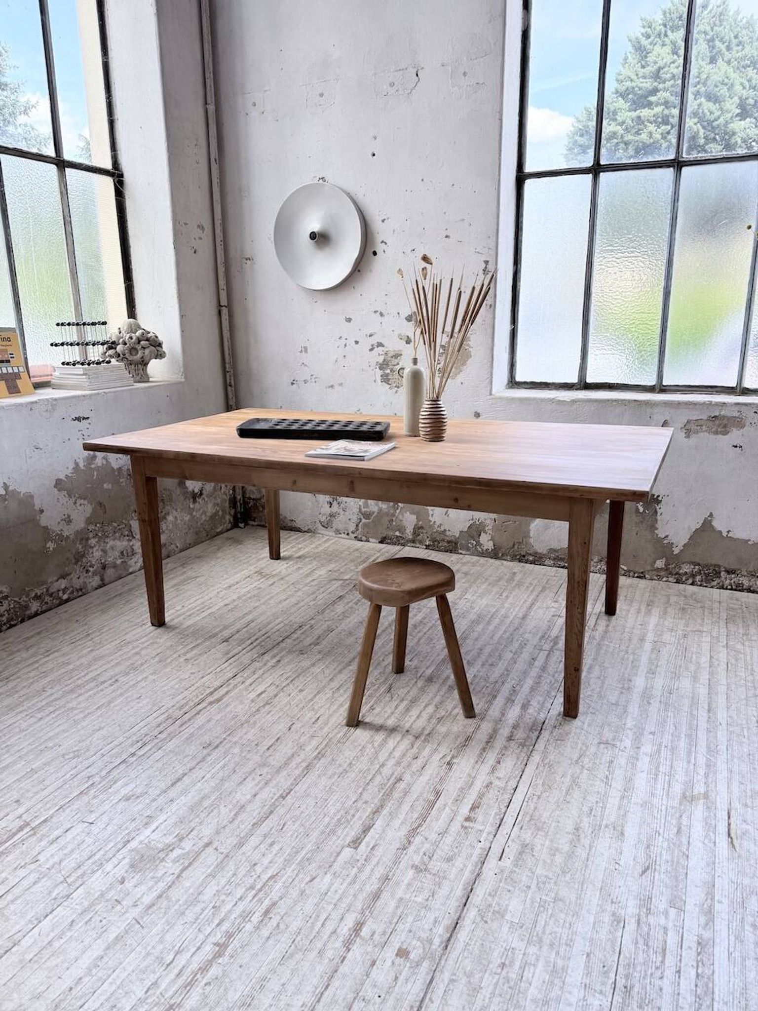 Farm table pitch pine 2 x 1 m from the 1950s